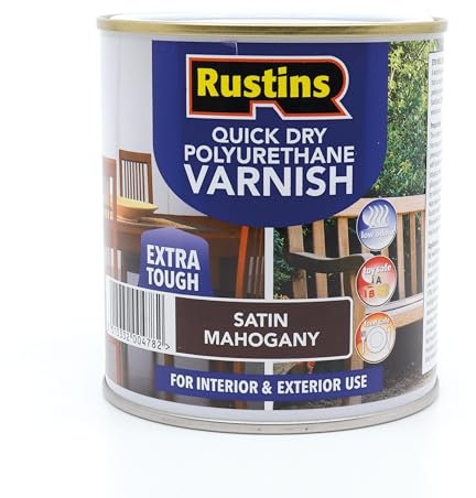 RUSTINS Quick Drying Poly Varnish Satin Mahogany 1ltr