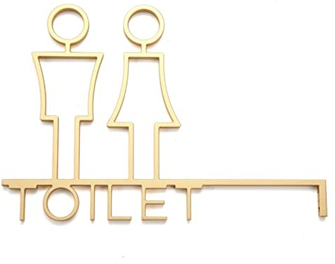 Toilettenschild für Männer und Frauen, Badezimmer-Dekor, gebürstetes Aluminium, Toilettenschild mit Pfeil, für Büro, Badezimmer, WC, Wand, einfache Montage (A)