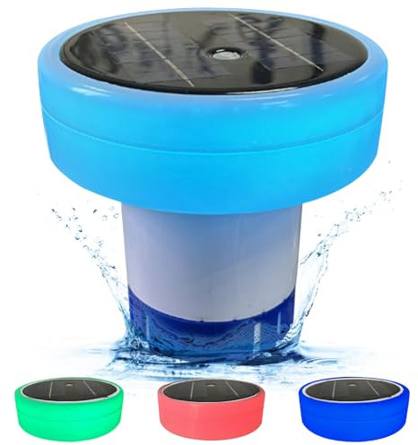 Tableta de cloro flotador, piscina cloro flotador con luz solar RGB Luz de 6 pulgadas 1200 mAh CLORINE Tableta Flotable Flotable Dispensador de cloro flotante para el parque acuático de la piscina