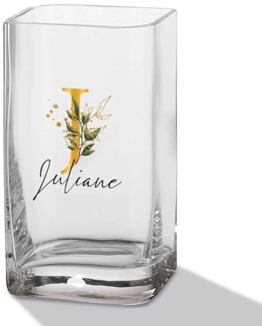 GRAVURZEILE Blumenvase mit Initialen - Personalisiert mit Namen & Monogramm - Moderne Vase mit UV Druck - Personalisierte Geschenke für Frauen - Deko Geschenkidee zum Muttertag und Geburtstag 20x11cm