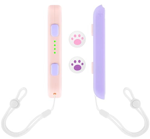 DLseego JoyCon Gamepad Handgelenkschlaufe für Switch, Kompatibel mit OLED Controller - 1 Paar Griffschloss mit 2 Joystick Kappen, Rosa Lila