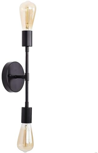 Mengjay Wandleuchte Innen Vintage,2 Flammige Wandlampe Industrial E27 Wandbeleuchtung,Deckenleuchte Metall Bad Spiegellampe Wandlampen Retro für Schlafzimmer Wohnzimmer (Schwarz)