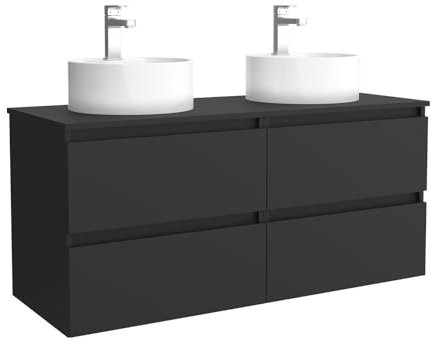 Salgar Mueble de baño Bequia 140cm + Encimera + Lavabo posar | Negro Mate|140x45x56