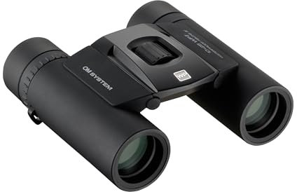 OM SYSTEM Fernglas 10x25 WP II schwarz, Wasserdicht, 15 Jahre Garantie, 10-Fach Vergrößerung, Dioptrienkorrektur, Hochwertige BaK‑4 Prismen inkl. Tasche & Trageriemen