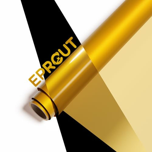 EPRCUT Reflective Yellow Permanent Vinyl Roll, 12 x 4FT Glossy Yellow Vinyl Compatible with Cricut, Self Adhesive Vinyl for Birthday Decal, Mug, Cup