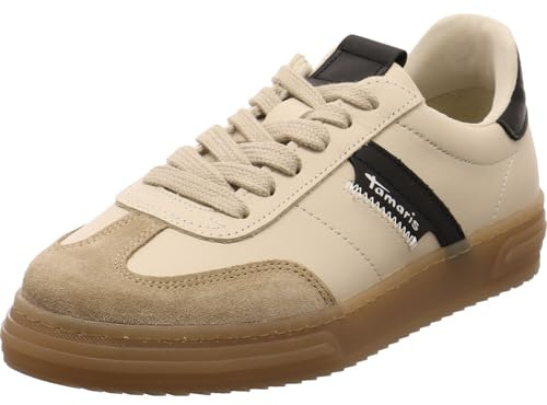 Tamaris Sneaker Low Top Damen 1-23788-42 402 Frauen Schuhe Leder M2378842 beige, Schuhgröße:39 EU