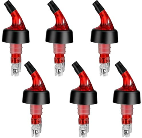 MEETOZ Automatic Measured Bottle Pourer - Pack of 6, 1.5 oz (45 mL) Quick Shot Spirit Liquor Pour Spouts with Dust Caps for Cocktail Beverages - Ideal Home Bar Tools