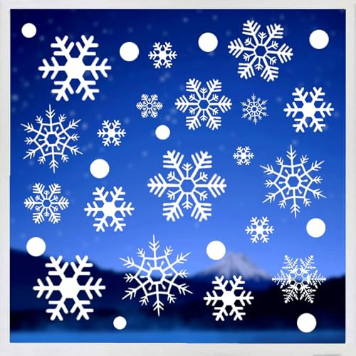 4 Fogli Vetrofanie Natalizie per Finestre, 114 Adesivi Finestra Natale Riutilizzabile, Adesivi Finestre Natale PVC, Sticker per Finestre Decorazione Babbo, Fiocchi di Neve, Renne, Campane