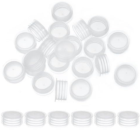 PATIKIL Salt and Pepper Shaker Stoppers 19mm/0.75, 25Pcs Plastic Salt Shaker Plug Replacement Reusable Clear Round End Cap for Pots Bottles Pipes