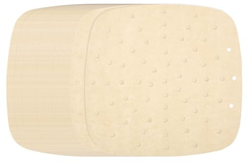 sourcing map 400 Stück Luftfritteusen-Einlagen, quadratisch, Bambus-Dampfgarer mit Löchern, antihaftbeschichtet, perforiertes Pergamentpapier, Einweg-Dampfpapier für Luftfritteusen, Dampfkorb, Braun