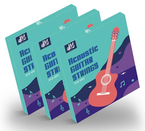 Gitarrensaiten Konzertgitarre-kupferbeschichtete Saite Premium Nylon-Saiten für Klassische-, Konzert-& Akustik-Gitarre - 6 Saiten Set inkl. 2 Plektren Stärke 12–53 (3-stück)