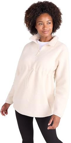 Mountain Warehouse Cosy Maternity Sherpa Half-Zip Fleece - Sherpa Lined Womens Anti-Pill Sweathshirt - Autumn Winter, Outdoors, Holiday, Walking & Hiking Beige Women's Size 8