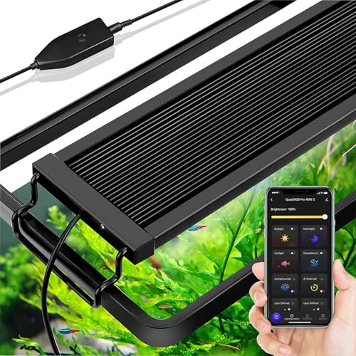 SlimLED Rampe LED Aquarium avec la Fonction Minuterie, Bluetooth Smart APP Control Fish Tank Light, Éclairage Réglables à Spectre Complet pour Plantes d'Aquarium d'eau Douce,45-60CM 20W 1365LM
