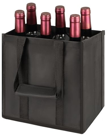 Ancable Flaschentasche 6 Fächer, Flaschenträger Flaschenkorb 27x27x18cm, Getränketasche aus Oxford Stoff für 1,5L Flaschen, Faltbarer Flaschen Organizer mit Trennwänden für Wasserflaschen Wein Bier
