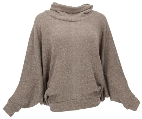 Oversize Shirt, Rollkragen Strickpullover, Plus Size Damen, Loose fit, Cappuccino