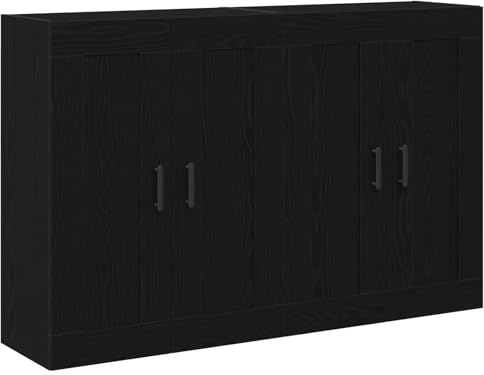 vidaXL Wandmontierter Schrank Wandmontiert 2 pcs Schwarz Eichen-Optik, Wohnzimmer, Moderne Aufbewahrung, rechteckige Schränke, Wandmöbel, platzsparende Einheiten, ordentliches Zimmer