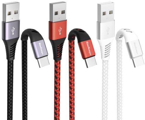 Câble USB C Charge Rapide 1M/Lot de 3, Nylon Câble USB A vers USB C 3A | Cable Chargeur USB Type C Compatible avec iPhone 17 16 16e 15 Pro Max Air, Galaxy S26 S25 S24, iPad, Macbook, Pixel
