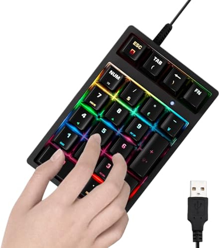 Numerische Tastatur mit Kabel, 17 Tasten, externes Nummernfeld mit Kabelverbindung, für Laptop, PC, Desktop, Notebook, Zähler, Finanzanalysten, Programmierer