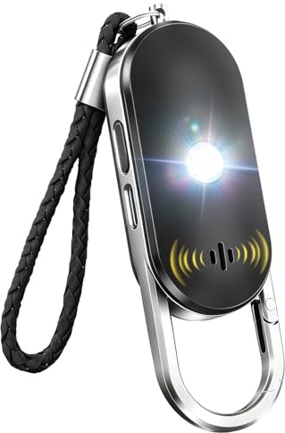 ISEYOU Alarma Personal para Mujeres, 130dB con Doble Altavoz y Luz Estroboscópica, Llavero Alarma Defensa con Indicador de Batería Baja, Recargable, Dispositivo de Emergencia para Niños y Mayores