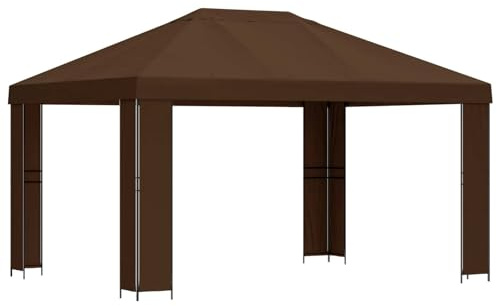 vidaXL Pavillon 4 x 3 m Braun Polyester und Stahl 190, Garten und Terrasse, industrielle Designkonzepte für Urbane Räume mit nachhaltigen Materialien, anpassbare Lösungen im modernen Stil