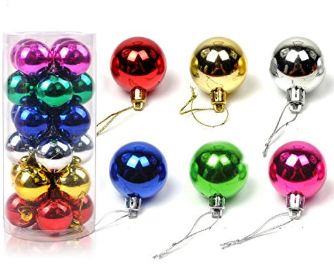 24 Stück Weihnachtskugeln Glänzend Glitzernd Matt Christbaumschmuck bis 6cm Bunt