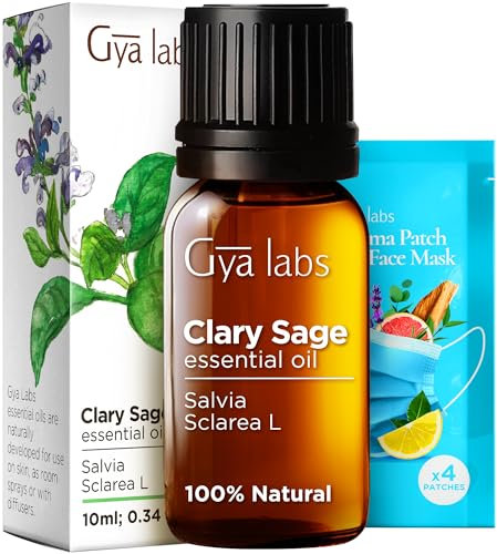 Gya Labs ätherisches Muskatellersalbeiöl für Diffusor – 100% natürliches Muskatellersalbeiöl – ätherisches Muskatellersalbeiöl für Haut, Haare und Aromatherapie – duftende Aromatherapieöle (10 ml)