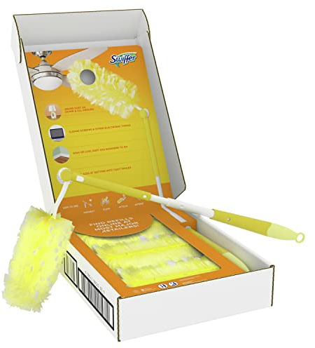 Swiffer Dusters Heavy Duty Extender Handle Starter Kit (1 Handle, 12 Dusters)