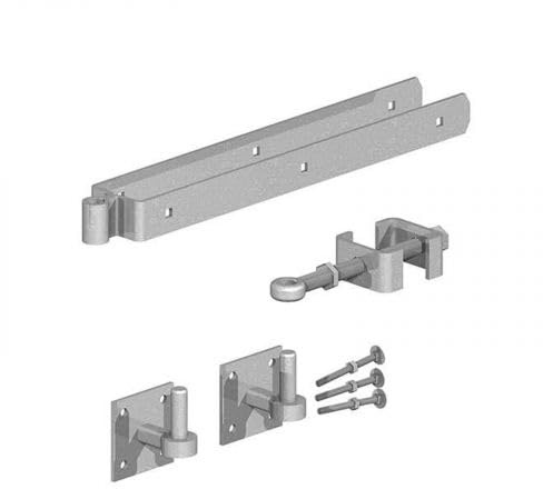 Gatemate Field Gate Adjustable Double Strap Hinge Set with Hooks On Plates - 600mm - Epoxy Black