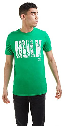 Marvel Camiseta Hulk Text para Hombre, Color Verde irlandés, Talla L, Reino Unido