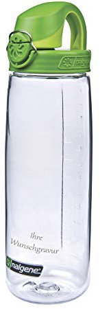 Nalgene Trinkflasche 'OTF' – 0,65L, transparent-grün-hellgrün, mit Namensgravur