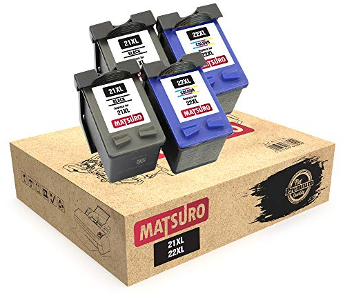 Matsuro Original | Kompatibel Remanufactured Tintenpatronen Ersatz für HP 21XL 22XL (2 Sets)