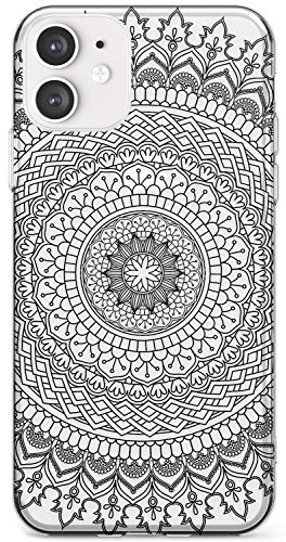 Case Warehouse Schwarz Mandala Transparent Slim Hülle kompatibel mit iPhone 11 TPU Schutz Light Phone Tasche mit Klar Muster Boho Geometrisch Orientalisch