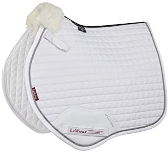 LeMieux Junior Pro Tapis de Selle carré à Usage général/Jump Square – Tapis de Selle Anglais pour Chevaux – Équipement et Accessoires d'équitation – Blanc – Taille S