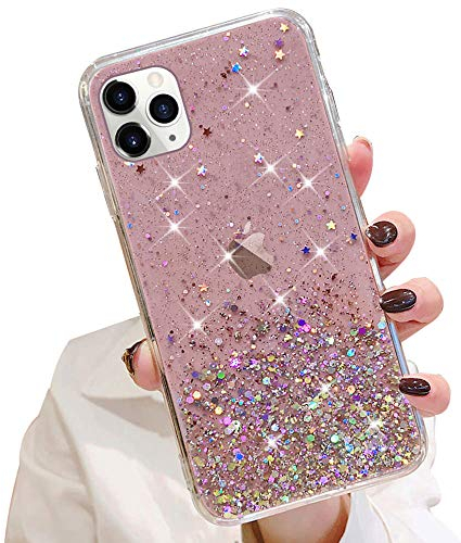 LCHULLE Glitzer Hülle Kompatibel mit iPhone 11(6.1 Zoll) Handyhülle Mädchen Schuzhülle Glitzer klar TPU Bumper Silikon Hülle Handyhülle Tasche Case Cover für iPhone 11 Rosa