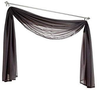 Yaland Voile Transparenter Freihandbogen einfarbig Uni Querbehang Wohnzimmer Gardinenschals (BxH 140x300, dunkelgrau) 1 Stück