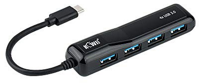 KIWIFOTOS Adaptador multipuerto USB 3.0 portátil de 4 puertos para iMac, MacBook, Mac Pro/mini, XPS, PC, Chromebook, HDD móvil y más dispositivos tipo C