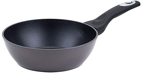 RESTO 93031 Tiefe Bratpfanne 24 cm, Wokpfanne aus hochwertigem geschmiedetem Aluminium mit Antihaftbeschichtung für alle Herdarten geeignet, auch Induktion (Ø24 cm, h=6,8 cm, ØBoden 14,8cm)