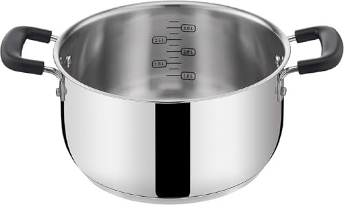 Lagostina Pratica Pentola Alta 2 Maniglie per Induzione, Grigio, 20 cm, Acciaio 18/10