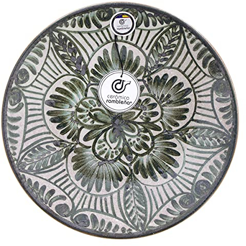 CERÁMICA RAMBLEÑA | Piatto Decorativo da Appendere per Parete | Piatto Ceramica 100% Decorato a Mano | Piatto da Parete - Modello D36 | Fatto in Spagna 21x21x4 cm