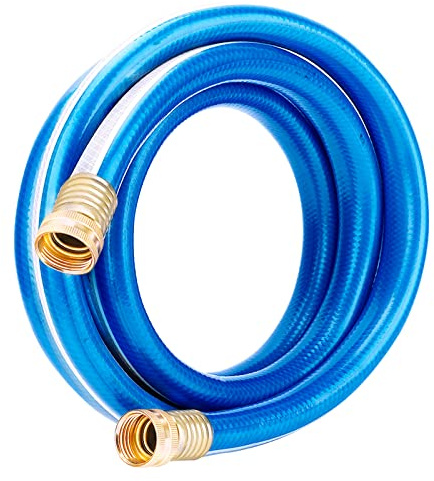Solution4Patio Short Leader Garden Hose 3/4 in. x 3 ft. -Kink free, No Leaking, Both Female Brass/Aluminum Fittings -Heavy Duty Durable Flexible Lightweight Water Pipe for Household & Commercial -Blue
