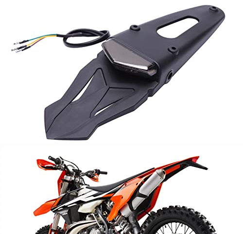 JMTBNO LED Motorrad Rücklicht E-geprüft mit Kennzeichen Halterung Rotem LED Bremslicht Weiße Kennzeichenbeleuchtung für Offroad-Motorräder Enduro Motocross Dirt Bikes (Rauch Schwarzes Glas)
