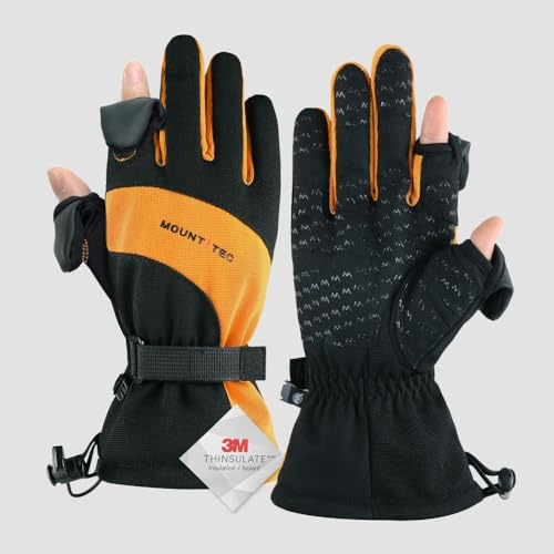 MOUNT TEC Men's Photography Gloves Waterproof Windproof Skidproof Touch Screen Multifunction Outdoor Gloves for Mountaineering Ski Riding Commuting (Orange/Black, X-Large)