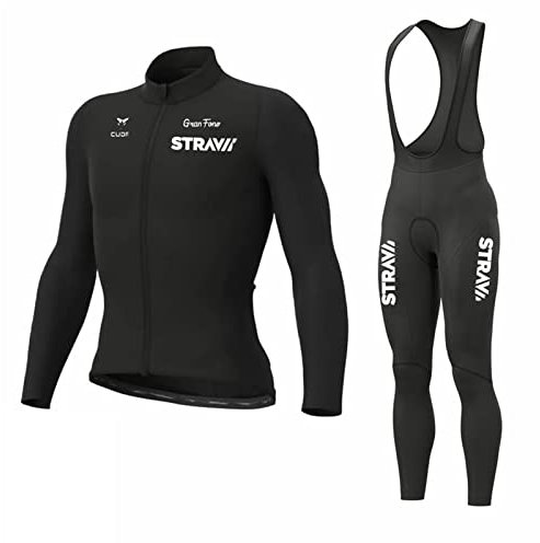 Tuta Abbigliamento Ciclismo Da Uomo Inverno Termico, Invernale, Squadre Professionali Con Imbottiti In 3D Gel Traspirante E Ad Asciugatura Rapida (Nero A,M)