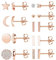 JeryWe 9 Pairs Stainless Steel Star Moon Stud Earrings for Women Cute Bar CZ Stud Earring Set (Rose Gold)
