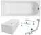 BADLAND Badewanne Original Weiß Acryl Wanne Rechteck CLASSIC SLIM 180x80 KOMPLETTSET SET mit Premium Wannenträger + Füßen und Exklusive Chrom Automatik Ablaufgarnitur Made in EU 4in1