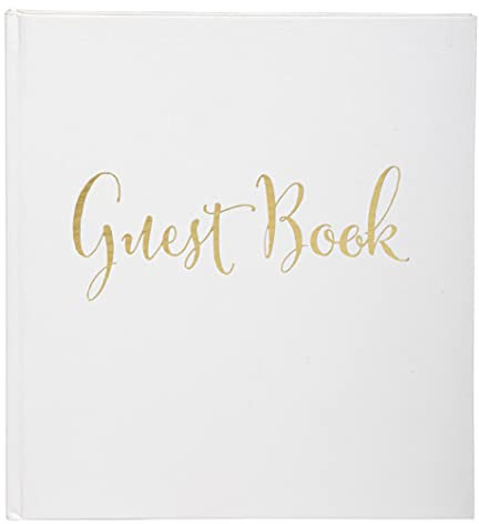 Exacompta - Réf. 47235Z - 1 Livre d'or classique Blanc Anglais - Format carré 21x19 cm - En carton recouvert de papier pelliculé - Tranche or - 140 pages blanches unies - Coloris : blanc