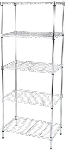 SAMTEK 5 Tier Metal Shelving Units for Storage Shelves, Wire Shelving Racking Unit Metal Standing Shelf for Kitchen Office, Garage, Bathroom, Suitable as Pantry Shelves 58x35x160cm 125kg Capacity