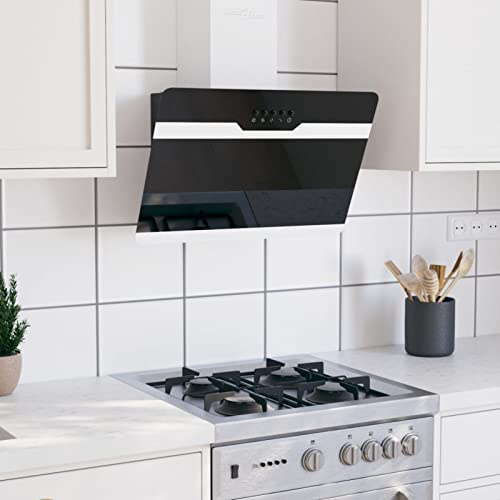 Chusui Dunstabzugshaube, Abzugshaube, Dunstabzug, Einbauküche, Cooker Hood, Küche, 60 cm Stahl und Hartglas Schwarz