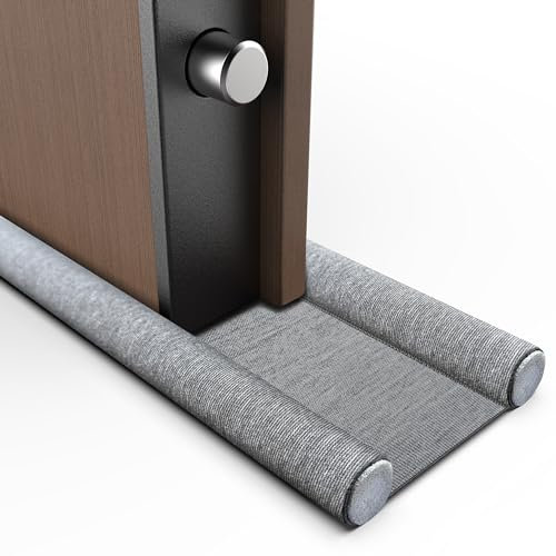 Bas de Porte Double Isolant 100 CM, Boudin de Porte pour Portes Blindées, Isolants de Courants d'Air pour Portes de Toutes les Largeurs, Isolation contre le Froid, l’Humidité, et le Bruit (Gris Clair)