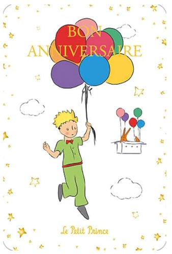 KIUB Karte Kleiner Prinz mit schönen Luftballons, zum Feiern eines Geburtstags – Maße: 10 x 15 cm